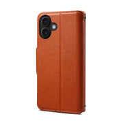 For iPhone 16 Plus Denior Cowhide Texture Wallet Style Leather Phone Case(Brown)