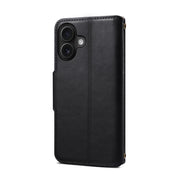 For iPhone 16 Denior Cowhide Texture Wallet Style Leather Phone Case(Black)