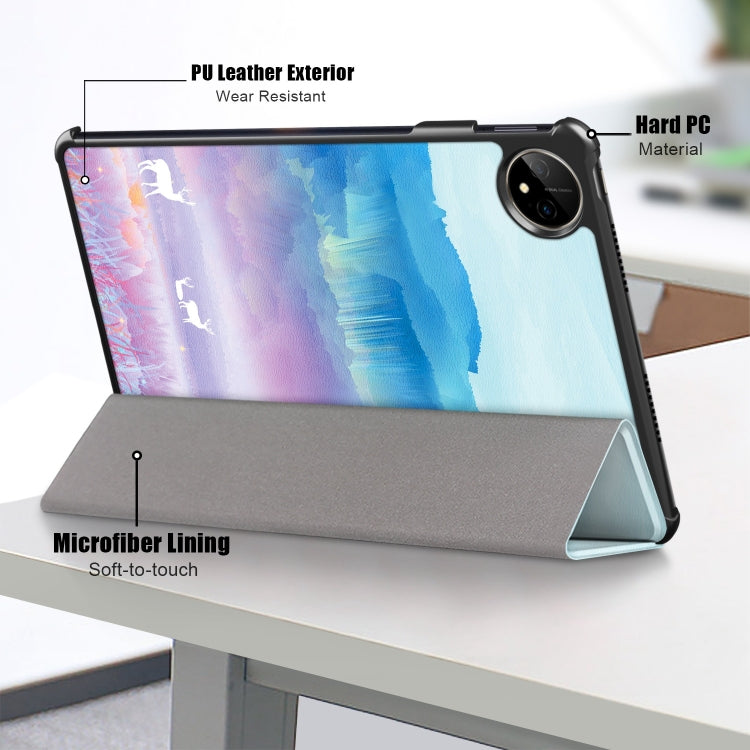 For Huawei MatePad Pro 11 2024 / 2022 Coloured Drawing 3-Fold Smart Leather Tablet Case(Dream Deer)