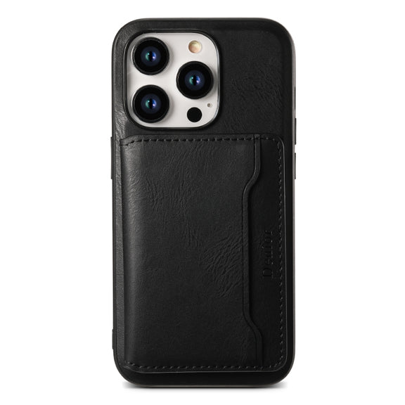 For iPhone 15 Pro Max Denior Cowhide Texture Leather MagSafe Detachable Wallet Phone Case(Black)