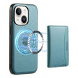 For iPhone 15 Denior Cowhide Texture Leather MagSafe Detachable Wallet Phone Case(Blue) - iPhone 15 Cases by Denior | Online Shopping South Africa | PMC TechLife | Buy Now Pay Later Mobicred