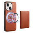 For iPhone 14 Denior Cowhide Texture Leather MagSafe Detachable Wallet Phone Case(Brown) - iPhone 14 Cases by Denior | Online Shopping South Africa | PMC TechLife | Buy Now Pay Later Mobicred