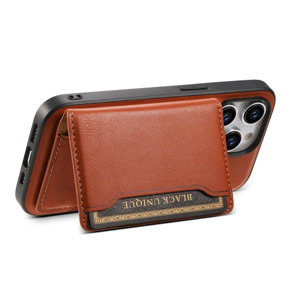 For iPhone 14 Pro Denior Cowhide Texture Leather MagSafe Detachable Wallet Phone Case(Brown)