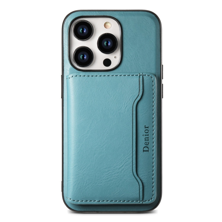 For iPhone 14 Pro Max Denior Cowhide Texture Leather MagSafe Detachable Wallet Phone Case(Blue)