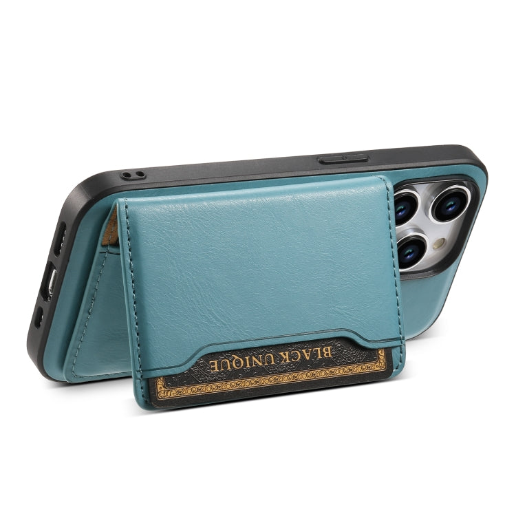 For iPhone 14 Pro Max Denior Cowhide Texture Leather MagSafe Detachable Wallet Phone Case(Blue)