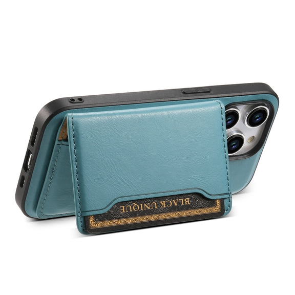 For iPhone 14 Pro Max Denior Cowhide Texture Leather MagSafe Detachable Wallet Phone Case(Blue)