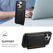 For iPhone 14 Pro Max Denior Cowhide Texture Leather MagSafe Detachable Wallet Phone Case(Black)
