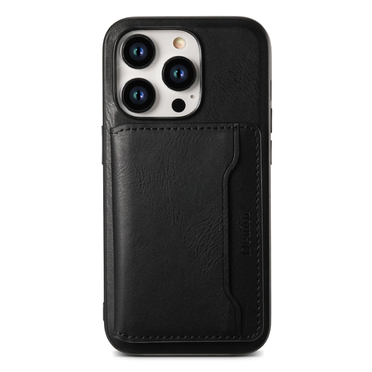 For iPhone 13 Pro Max Denior Cowhide Texture Leather MagSafe Detachable Wallet Phone Case(Black)