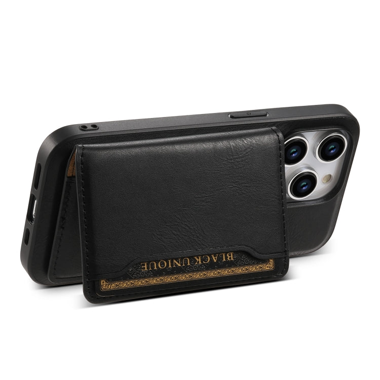 For iPhone 13 Pro Max Denior Cowhide Texture Leather MagSafe Detachable Wallet Phone Case(Black)