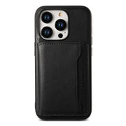 For iPhone 13 Pro Denior Cowhide Texture Leather MagSafe Detachable Wallet Phone Case(Black)