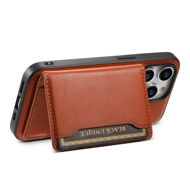 For iPhone 13 Pro Denior Cowhide Texture Leather MagSafe Detachable Wallet Phone Case(Brown)