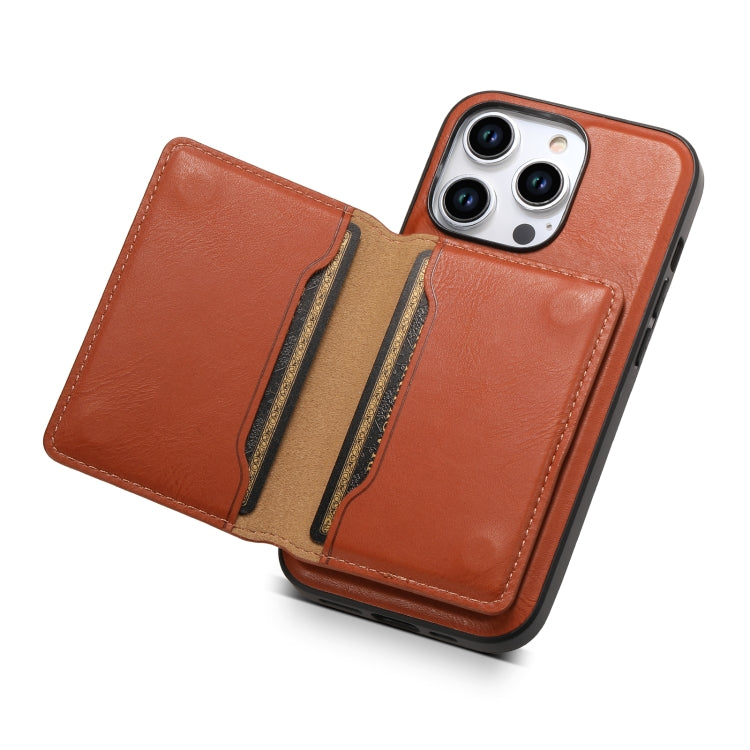 For iPhone 13 Pro Denior Cowhide Texture Leather MagSafe Detachable Wallet Phone Case(Brown)