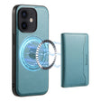 For iPhone 12 Denior Cowhide Texture Leather MagSafe Detachable Wallet Phone Case(Blue) - iPhone 12 / 12 Pro Cases by Denior | Online Shopping South Africa | PMC TechLife | Buy Now Pay Later Mobicred