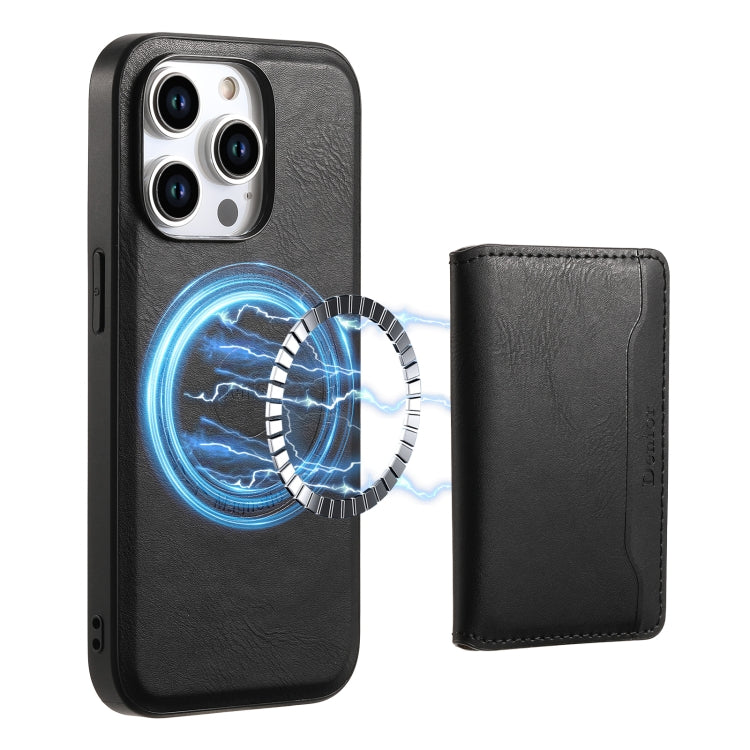 For iPhone 12 Pro Max Denior Cowhide Texture Leather MagSafe Detachable Wallet Phone Case(Black)