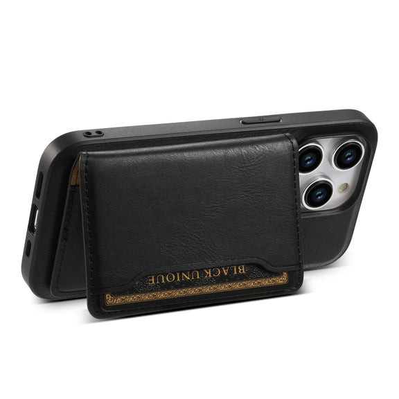 For iPhone 12 Pro Denior Cowhide Texture Leather MagSafe Detachable Wallet Phone Case(Black)