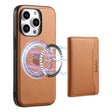 For iPhone 12 Pro Denior Cowhide Texture Leather MagSafe Detachable Wallet Phone Case(Khaki) - iPhone 12 / 12 Pro Cases by Denior | Online Shopping South Africa | PMC TechLife | Buy Now Pay Later Mobicred