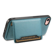For iPhone SE 2022/2020/8/7 Denior Cowhide Texture Leather MagSafe Detachable Wallet Phone Case(Blue)