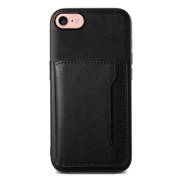 For iPhone SE 2022/2020/8/7 Denior Cowhide Texture Leather MagSafe Detachable Wallet Phone Case(Black)