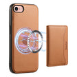 For iPhone SE 2022/2020/8/7 Denior Cowhide Texture Leather MagSafe Detachable Wallet Phone Case(Khaki) - iPhone SE 2022 / 2020 / 8 / 7 Cases by Denior | Online Shopping South Africa | PMC TechLife | Buy Now Pay Later Mobicred