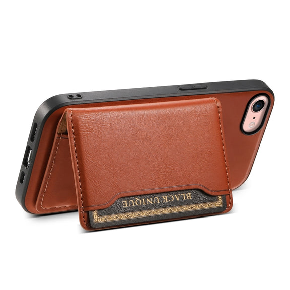 For iPhone SE 2022/2020/8/7 Denior Cowhide Texture Leather MagSafe Detachable Wallet Phone Case(Brown)