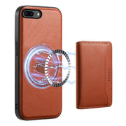For iPhone 8 Plus/7 Plus Denior Cowhide Texture Leather MagSafe Detachable Wallet Phone Case(Brown)