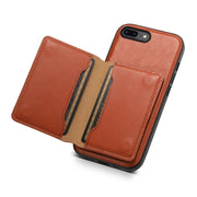 For iPhone 8 Plus/7 Plus Denior Cowhide Texture Leather MagSafe Detachable Wallet Phone Case(Brown)