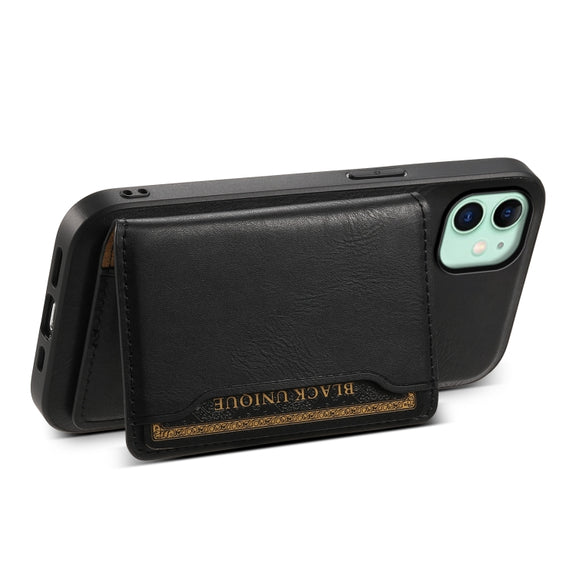 For iPhone 11 Denior Cowhide Texture Leather MagSafe Detachable Wallet Phone Case(Black)