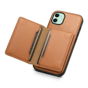 For iPhone 11 Denior Cowhide Texture Leather MagSafe Detachable Wallet Phone Case(Khaki)