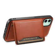 For iPhone 11 Denior Cowhide Texture Leather MagSafe Detachable Wallet Phone Case(Brown)