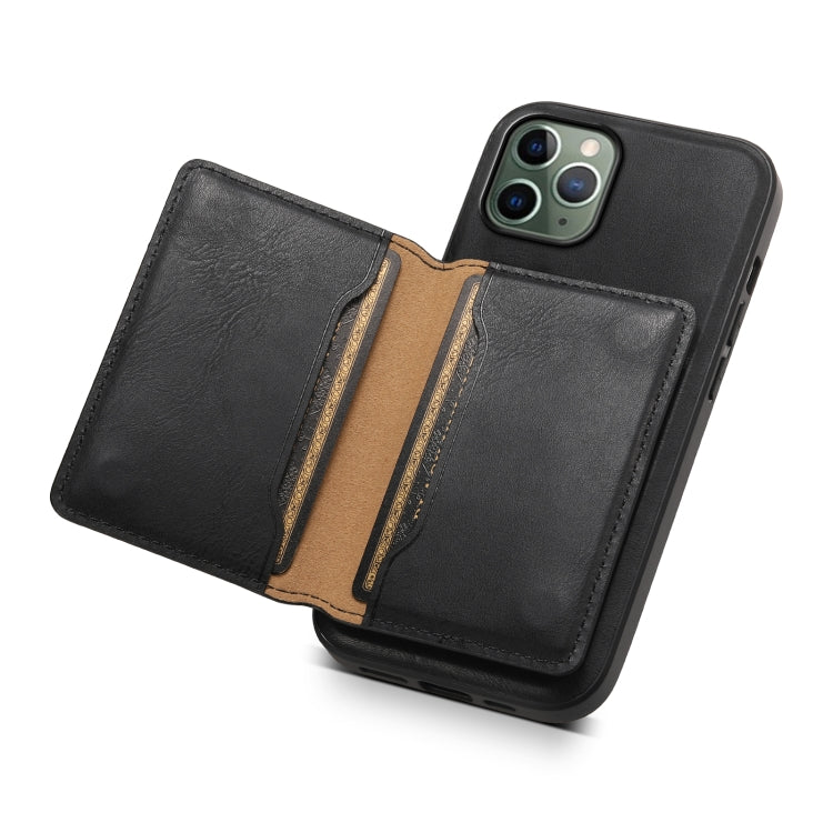 For iPhone 11 Pro Denior Cowhide Texture Leather MagSafe Detachable Wallet Phone Case(Black)