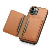 For iPhone 11 Pro Denior Cowhide Texture Leather MagSafe Detachable Wallet Phone Case(Khaki)