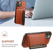 For iPhone 11 Pro Denior Cowhide Texture Leather MagSafe Detachable Wallet Phone Case(Brown)