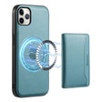For iPhone 11 Pro Max Denior Cowhide Texture Leather MagSafe Detachable Wallet Phone Case(Blue) - iPhone 11 Pro Max Cases by Denior | Online Shopping South Africa | PMC TechLife | Buy Now Pay Later Mobicred