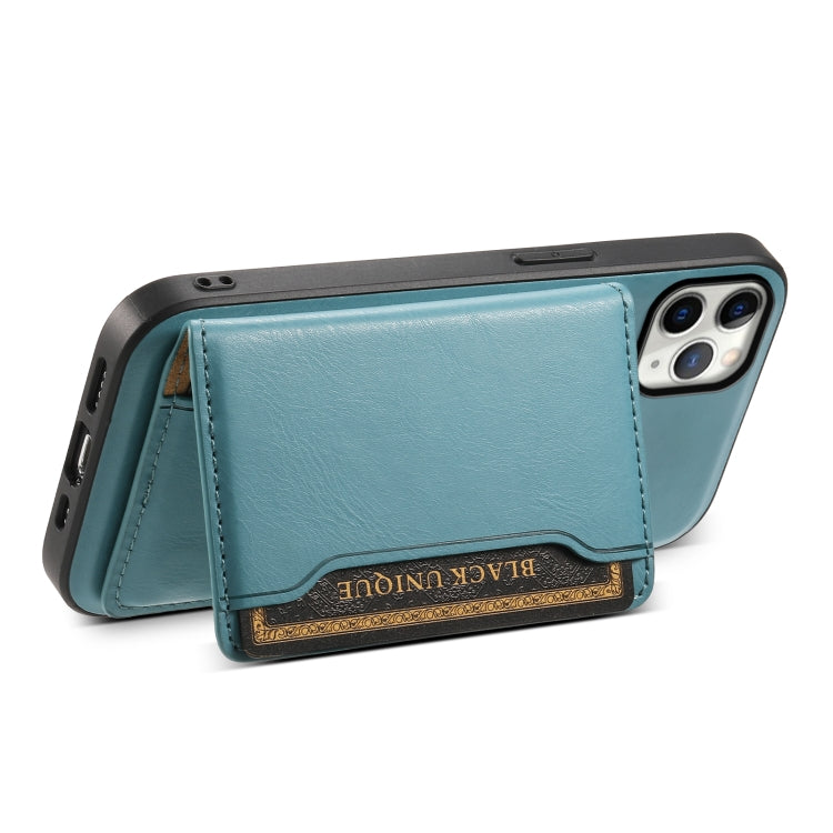 For iPhone 11 Pro Max Denior Cowhide Texture Leather MagSafe Detachable Wallet Phone Case(Blue)