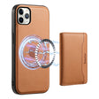 For iPhone 11 Pro Max Denior Cowhide Texture Leather MagSafe Detachable Wallet Phone Case(Khaki) - iPhone 11 Pro Max Cases by Denior | Online Shopping South Africa | PMC TechLife | Buy Now Pay Later Mobicred