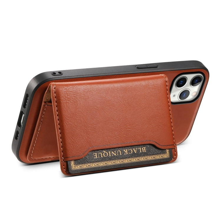 For iPhone 11 Pro Max Denior Cowhide Texture Leather MagSafe Detachable Wallet Phone Case(Brown)
