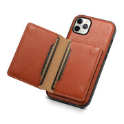 For iPhone 11 Pro Max Denior Cowhide Texture Leather MagSafe Detachable Wallet Phone Case(Brown)