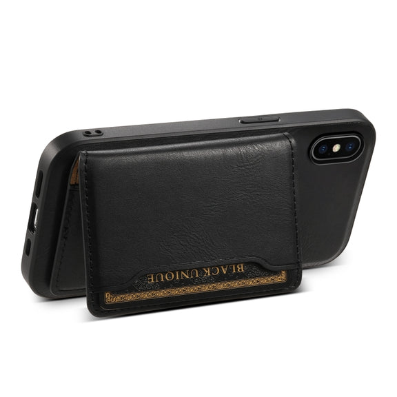 For iPhone X / XS Denior Cowhide Texture Leather MagSafe Detachable Wallet Phone Case(Black)