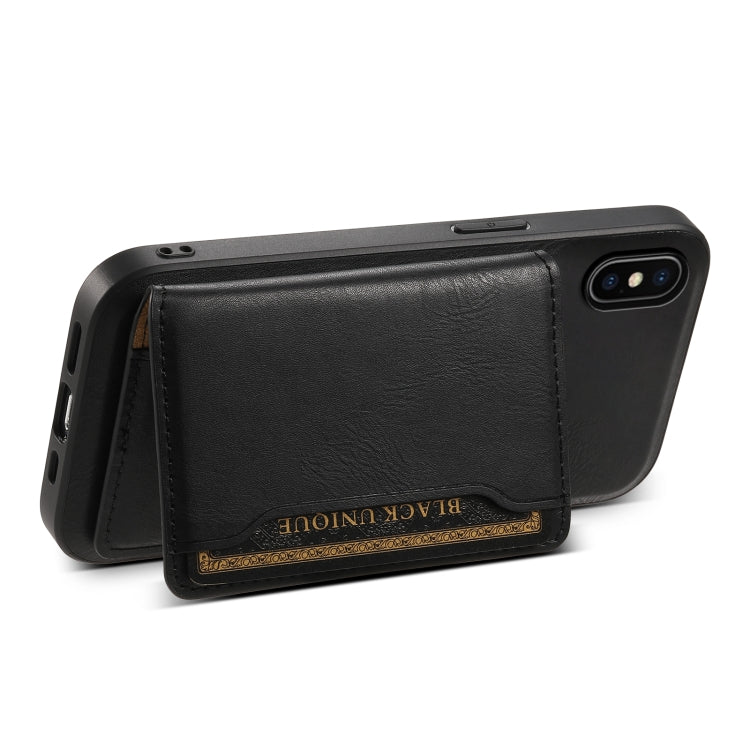 For iPhone X / XS Denior Cowhide Texture Leather MagSafe Detachable Wallet Phone Case(Black)