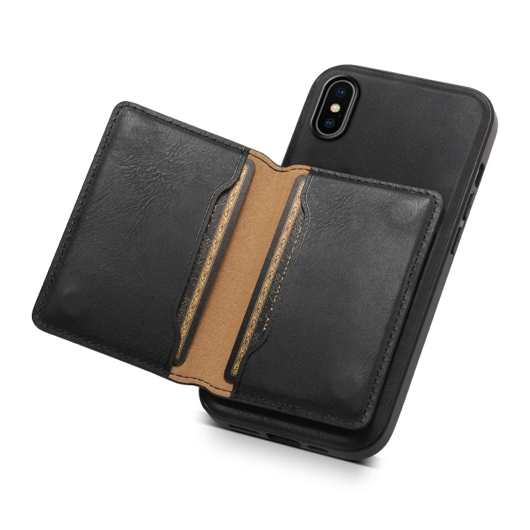 For iPhone X / XS Denior Cowhide Texture Leather MagSafe Detachable Wallet Phone Case(Black)