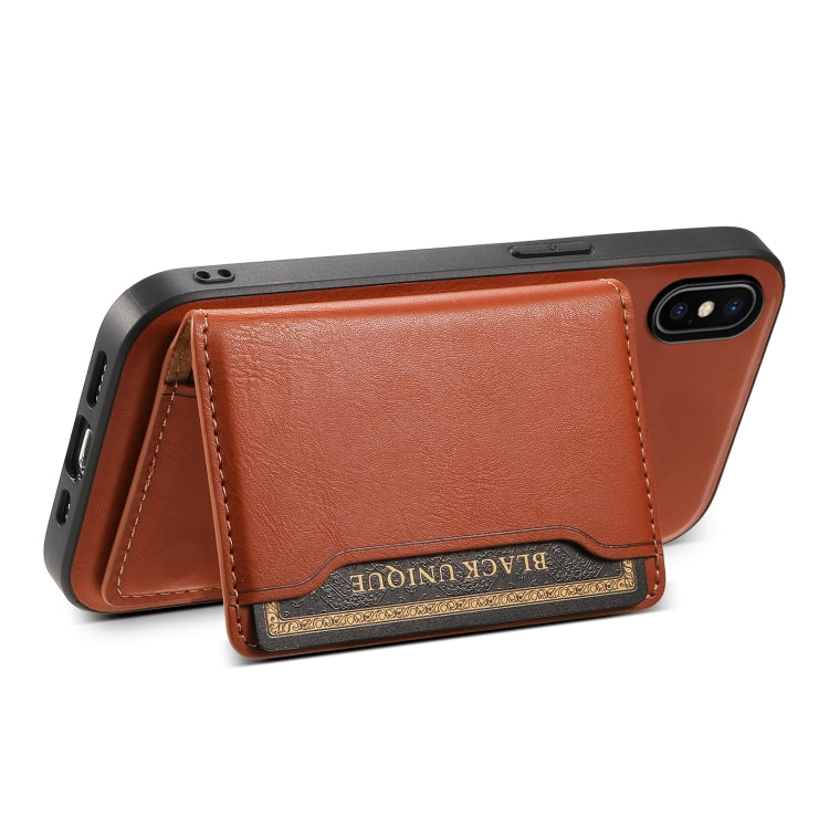 For iPhone X / XS Denior Cowhide Texture Leather MagSafe Detachable Wallet Phone Case(Brown)