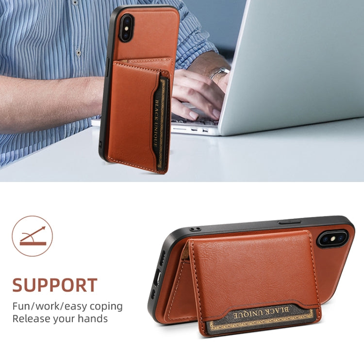 For iPhone X / XS Denior Cowhide Texture Leather MagSafe Detachable Wallet Phone Case(Brown)