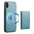 For iPhone XS Max Denior Cowhide Texture Leather MagSafe Detachable Wallet Phone Case(Blue) - More iPhone Cases by Denior | Online Shopping South Africa | PMC TechLife | Buy Now Pay Later Mobicred