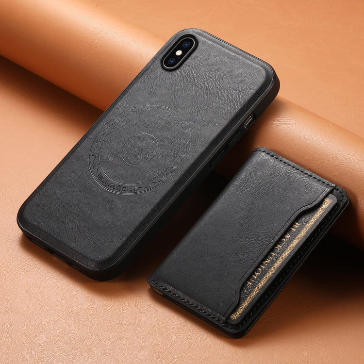 For iPhone XS Max Denior Cowhide Texture Leather MagSafe Detachable Wallet Phone Case(Black)