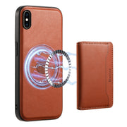 For iPhone XS Max Denior Cowhide Texture Leather MagSafe Detachable Wallet Phone Case(Brown)