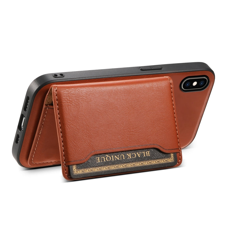 For iPhone XS Max Denior Cowhide Texture Leather MagSafe Detachable Wallet Phone Case(Brown)
