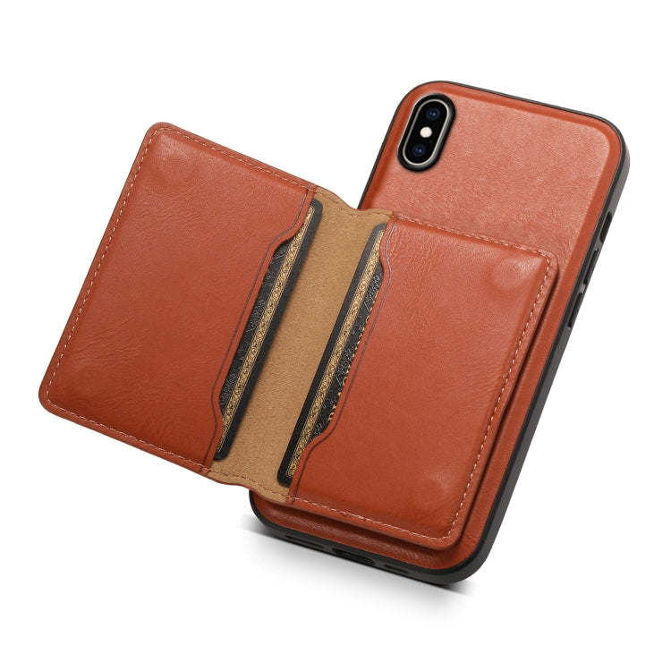 For iPhone XS Max Denior Cowhide Texture Leather MagSafe Detachable Wallet Phone Case(Brown)