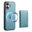 For iPhone 16 Denior Cowhide Texture Leather MagSafe Detachable Wallet Phone Case(Blue) - iPhone 16 Cases by Denior | Online Shopping South Africa | PMC TechLife | Buy Now Pay Later Mobicred