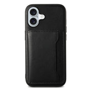 For iPhone 16 Denior Cowhide Texture Leather MagSafe Detachable Wallet Phone Case(Black)