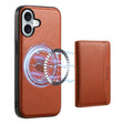 For iPhone 16 Denior Cowhide Texture Leather MagSafe Detachable Wallet Phone Case(Brown) - iPhone 16 Cases by Denior | Online Shopping South Africa | PMC TechLife | Buy Now Pay Later Mobicred